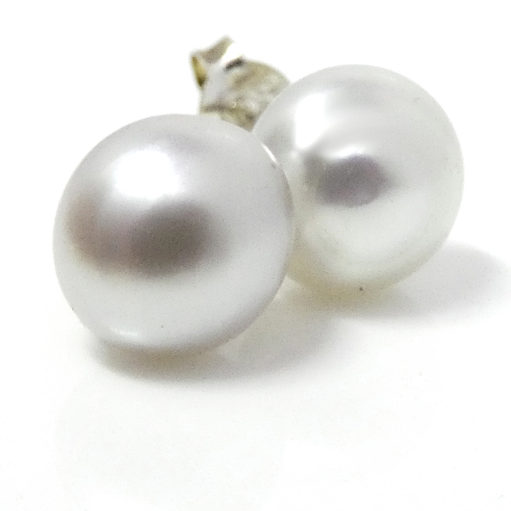 White South Sea Keishi Button Pearl Stud Earrings